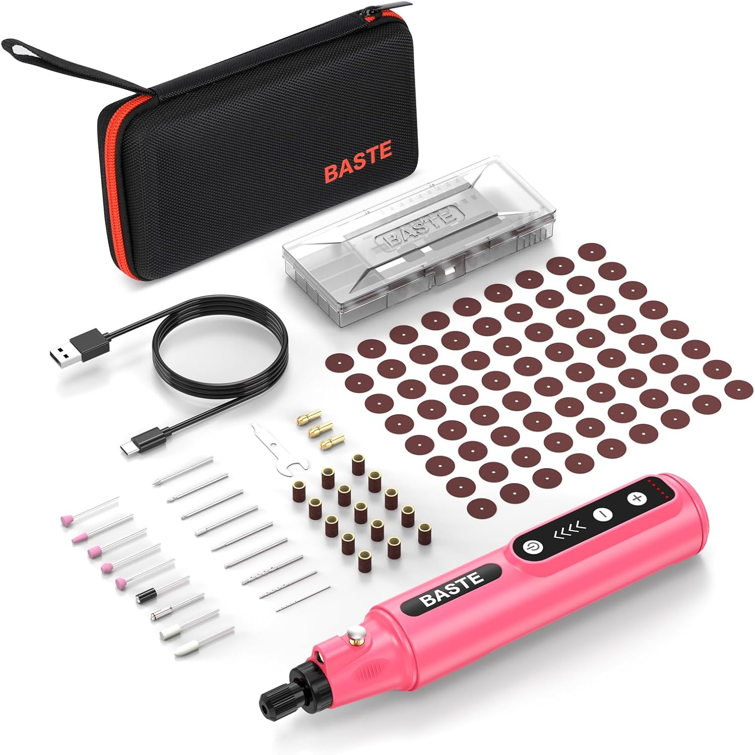 Baste Mini Cordless Rotary Tool Kit - 5 Speed 18000RPM, 109 Accessories 2000mAh Type-C - Image 8