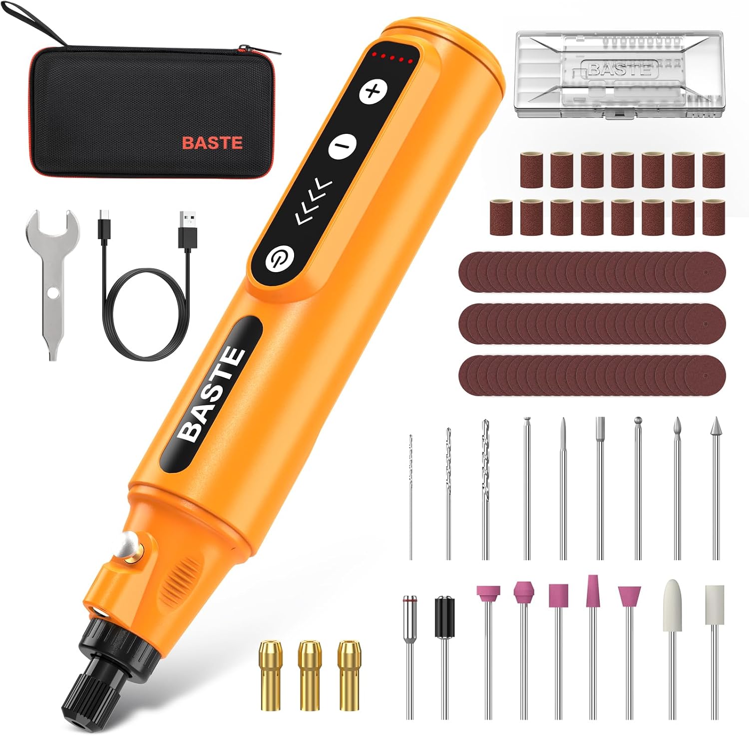Baste Mini Cordless Rotary Tool Kit - 5 Speed 18000RPM, 109 Accessories 2000mAh Type-C - Image 9