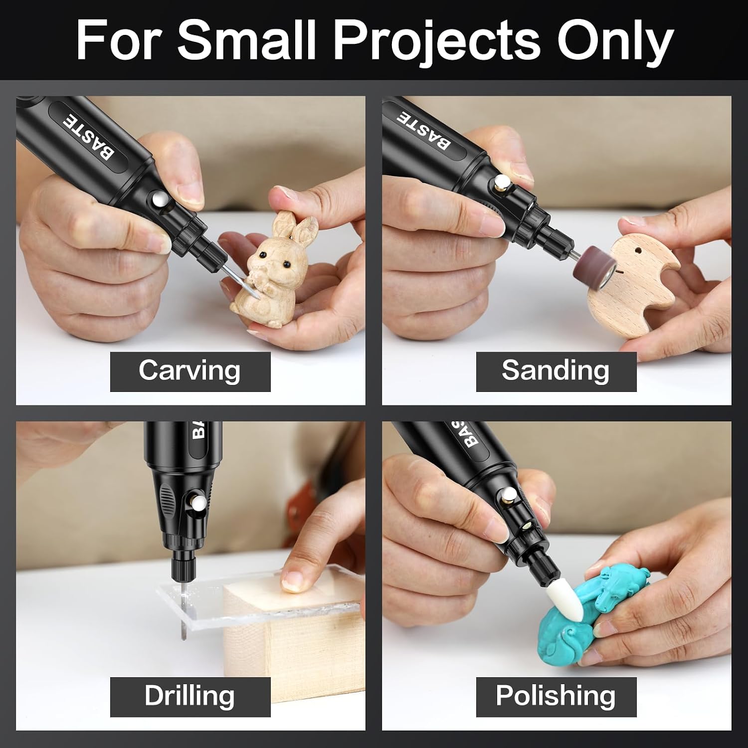 Baste Mini Cordless Rotary Tool Kit - 5 Speed 18000RPM, 109 Accessories 2000mAh Type-C - Image 7