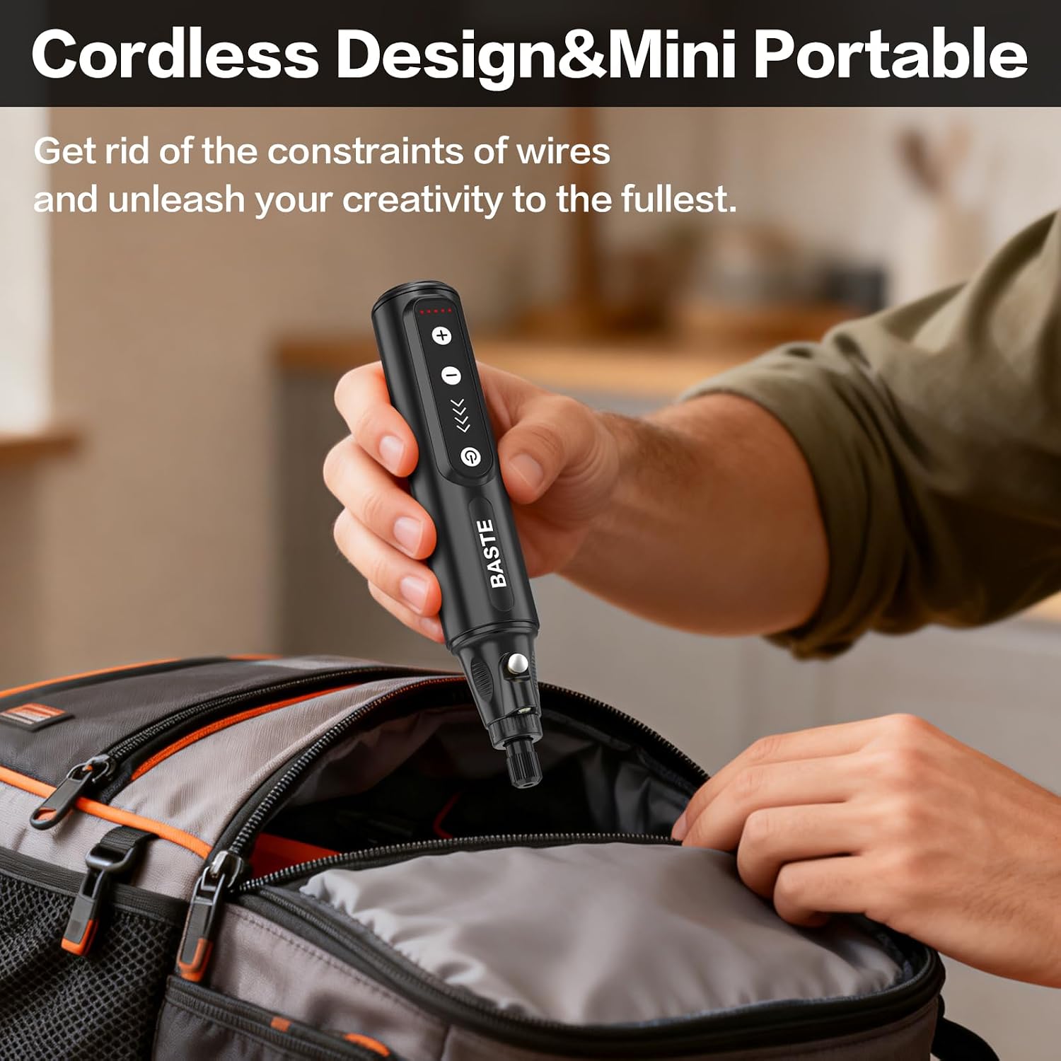 Baste Mini Cordless Rotary Tool Kit - 5 Speed 18000RPM, 109 Accessories 2000mAh Type-C - Image 5